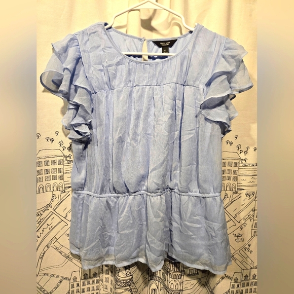 Simply Vera Vera Wang Tops - NWOT Women's Vera Wang Blue Ruffle Sleeve Blouse Size Extra Large